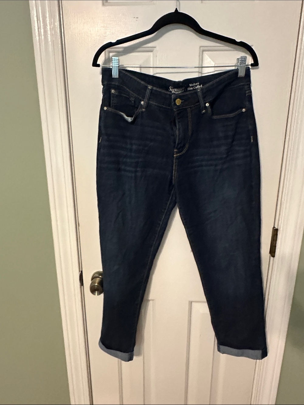 Signature by Levi Strauss Dark Blue Cropped Ankle Jeans